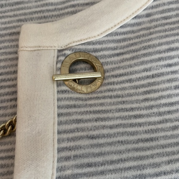 Nautica Tunic top 3/4 Sleeve Notch neck with chain detail size Small - Picture 6 of 11